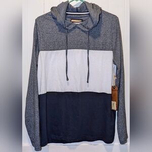 Men's Black and White Color Block Hoodie